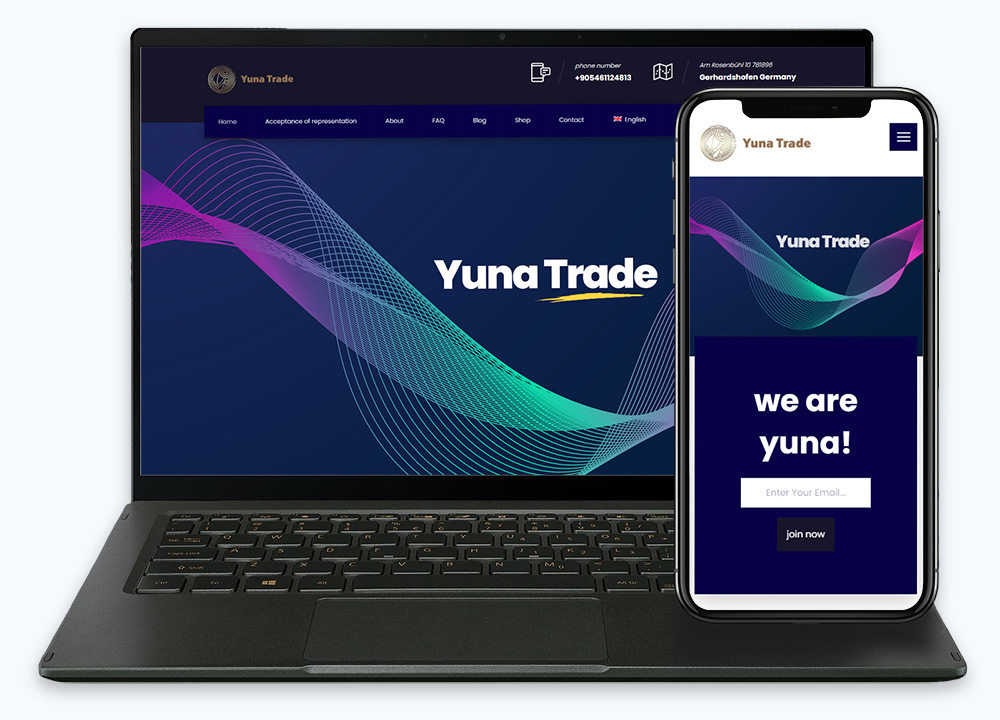طراحی سایت yuna trade - سایت شرکتی