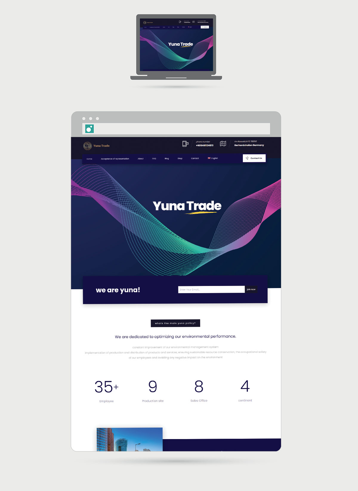 طراحی سایت yuna trade - سایت شرکتی