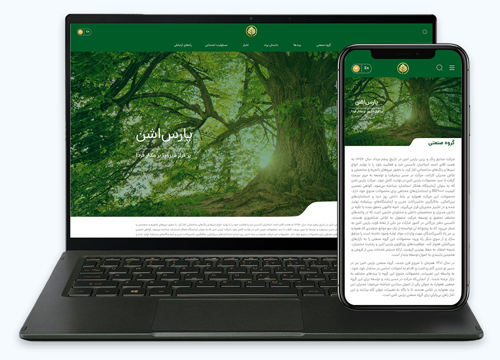 طراحی سایت شرکتی پارس اشن